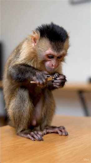 a monkey cutting nails #animalcomedy #monkey #funny #cute