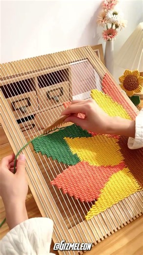 Wooden frame weaving loom