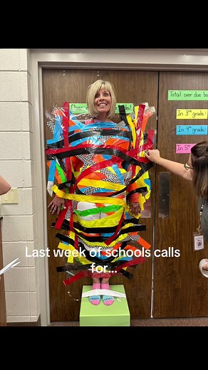 What happens when you give teachers a few rolls of duck tape during the last few days of school? #jumpscare #ducktape #teachers #lastweek #greenscreenvideo #greenscreen