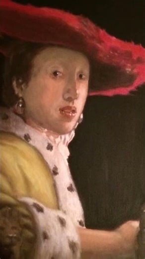 Study of Vermeer’s Girl with a Red Hat by Julian Adams - with adjustments of my own. Oil on canvas.