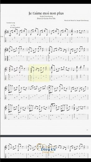Je t'aime moi non plus - Acoustic Guitar Arrangement