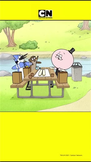 こういう楽しい外食なら毎日したいな #レギュラーSHOW #レギュラーshowコリない2人 #カートゥーンネットワーク #海外アニメ #カートゥーン #リグビー #モーデカイ #キャンディ #外食の日