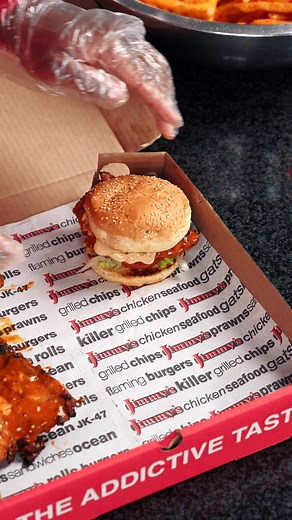 🍔🍔🐔🍟 Drumroll, please! Introducing the legendary '2 & a Half Chicks Combo' - because who needs fractions when you've got this unbeatable feast?! 😂🙌 Wrangle those hunger pangs with two scrumptious burgers, half a chicken, and a side of crispy chips. Don't worry, no actual chicks were involved in this combo! 😉 #jimmys #theaddictivetaste