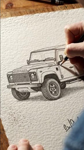 how to draw defender car drawing 🚗🔥# pencil shade drawing #youtube short # 🤩