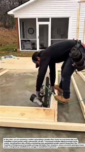 Fast Floor Frame Assembly & Panel Installation Using Nail Gun | Construction Process Education.
