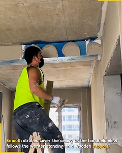 Ceiling Coat Applied With Steady Motion. #CeilingWork #RoomUpgrade | Fun club