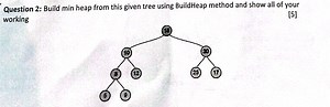 Build min heap from the given tree using the BuildHeap method a... | Filo