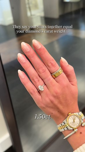 Turns out sticking around pays off. Ladies, how many carats are we on? 💎 #ringtok #ovaldiamond #engagementring