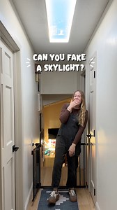 Our hallway has never had good lighting… so we finally upgraded to the Vista LED Skylight from @feitelectriclighting and now it is so much brighter in here! It brings in that soft natural light we were missing, and I love that we can swap the white light between warm, cool, and daylight tones depending on the vibe. ✨ If you have a dark hallway, closet, or bathroom you wish had a window… this is such a great solution! Now available at @homedepot or you can comment “LIGHT” for the link! #FeitElect