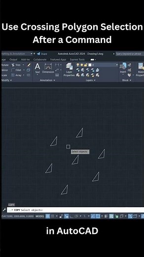 How to Use Crossing Polygon Selection After a Command in AutoCAD #shorts