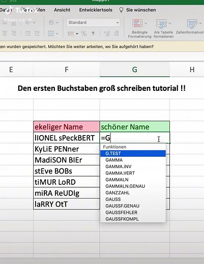 Den ersten Buchstaben gross schreiben ✌🏼 #excel #exceltips #viral #😍