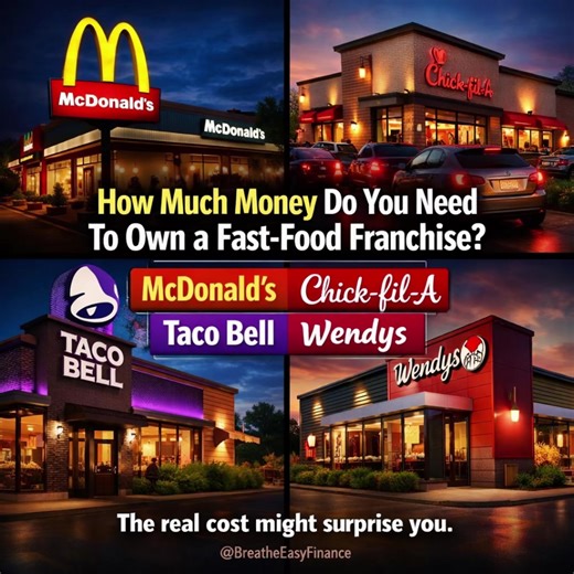 The Real Cost to Own a Fast-Food Franchise 🍔💰 Everyone sees the drive-thru lines. Few people realize the millions required to open one. Owning a franchise like McDonald’s, Chick-fil-A, Taco Bell, or Wendy’s can generate serious revenue, but the entry price is much higher than most people expect. Some brands require hundreds of thousands in liquid capital and millions in total investment before you ever sell your first burger. The interesting part is that the operators making the most money rar