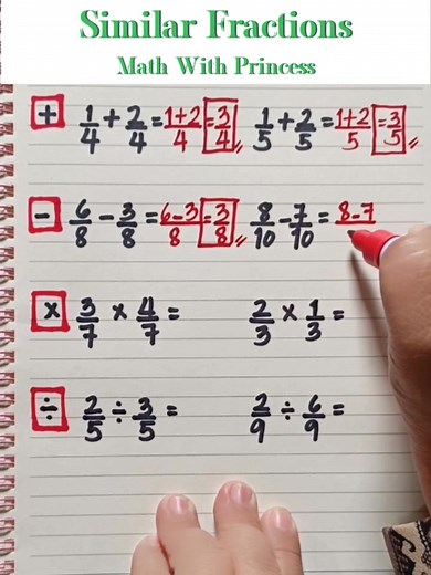 33K views · 382 reactions | Learn How to Add, Subtract, Multiply and Divide Similar Fractions #mathwithprincess #mathviral #math #mathlessons #mathematics #mathreview #mathvideo #MathIsFun #similarfractions | Math with Princess | Facebook