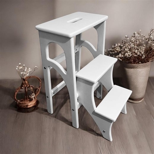 Wooden Stepladder, Portable Wood Stool With Hidden Steps for Home & Kitchen, Library Steps, Folding Ladder - Etsy