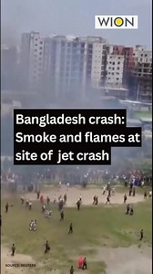 230K views · 1.1K reactions | Bangladesh crash: Death toll in Bangladesh Jet crash rises to 19 Air force trainer aircraft crashed into a school as classes were ongoing #Bangladesh #b#BangladeshJetCrash | WION | Facebook