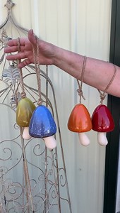 20 reactions · 24 comments | SUPER SALE Just in brand new to our store! Ceramic mushroom wind chimes  13” tall including the rope Only $8.95 online exclusive Comment sold to claim choose between Red, Green, Blue, and Orange | The Rustic Depot | Facebook