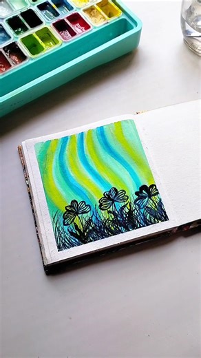 Paper painting 💙💚💙💚 #painting #art #shorts #youtubeshorts