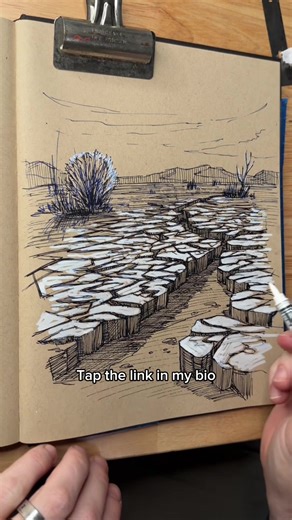 Master 3D Desert Drawings with Directional Hatching