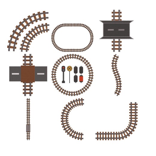 Train Track Element Embroidery Design, Railway Tracks Layout Toy Machine Embroidery File, Instant Download - Etsy