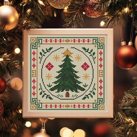Christmas Tree Cross-stitch Pattern, Festive Holiday Design (PDF Digital Download) - Etsy