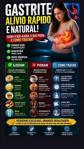 GASTRITE: O Que Ajuda, O Que Piora e Como Aliviar Rápido #saude #dicas #bemestar #gastrite