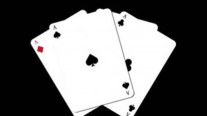 Playing cards falling aces and unfold animation with clear transparent alpha channel background [4K]