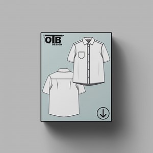 OTB Short-sleeve Botton-up Collar Shirt Vector Flat Technical Drawing Classic Blank Sketch Mock-up Template Design Tech Pack Cad - Etsy Canada