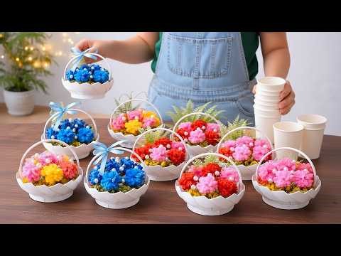 Everyone Loves This! Super Easy Flower Basket Made from Paper Cups 🌸✨