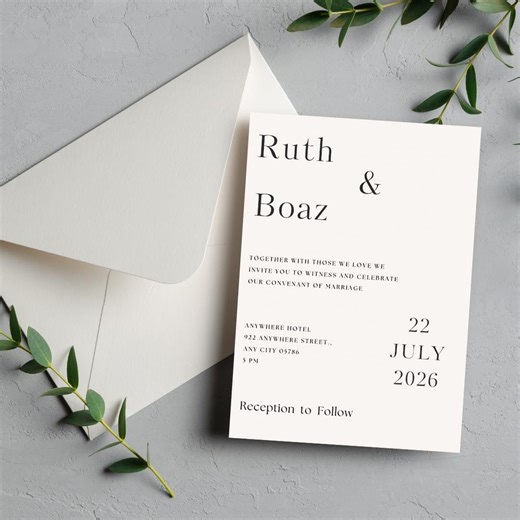 Minimalist Wedding Invitation Template | Editable Modern Invite (instant Download) - Etsy