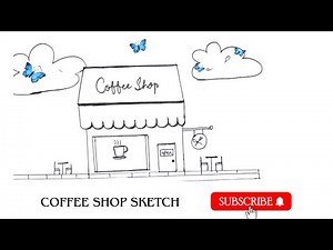 How to draw Coffee Shop Sketch? | step by step drawing | drawing for beginners