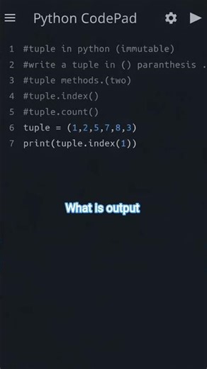 tuple in python tuple method tuple.index() find position number.#coding #python