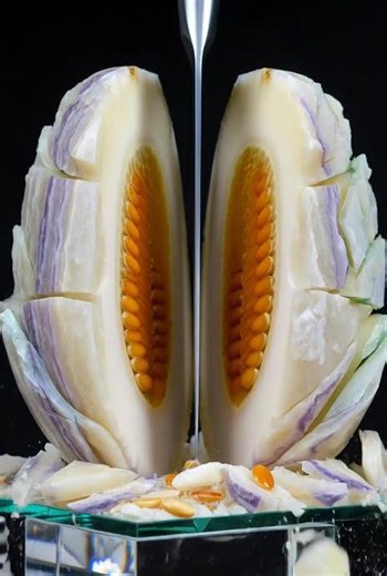 Don’t Blink! Glass Marble Pepino Melon 🍈 Crystal Cutting ASMR✨
