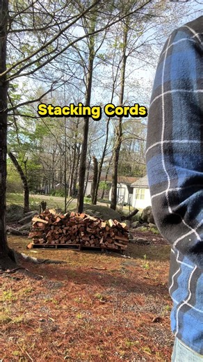 A lot of people don’t waste their time stacking wood. More hands on the wood is more time invested. However when it’s on your own property I think it’s a good idea to stack and make your work look presentable! Do you stack or just chuck on pallets? Let me know in the comments! #woodworking #firewood #wood
