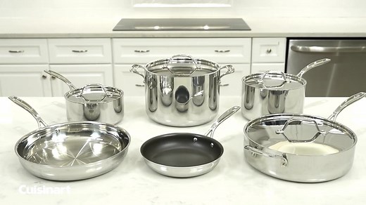 1.3K views · 40 reactions | Level up your cooking game with our Custom-Clad 5 Ply Stainless Steel 10 Piece Cookware Set. This stainless steel cookware provides precise temperature control and even heating for any cooking task, large or small. Plus, the set is dishwasher safe for an easy clean-up. https://www.cuisinart.com/shopping/cookware/stylish-cookware-sets/cc5-10/ | Cuisinart | Facebook