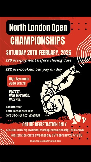 🚨ENTRIES NOW OPEN🚨 Saturday 28th February 2026 @ High Wycombe Judo centre, HP12 4UE Follow this link to enter: £20 per entry https://www.bjcjudoevents.org.uk/registrations/127 @britishjudo @british_army_judo @rushjudo_and_bjj @micklefieldjudo @micklefield_judo_club @britishjudo_veterans @britishjudonews @britishjudonorthern @thebritishjudocouncil @nhcjudo @rafjudo @englandjudo @high_wycombe_judo_centre | Shizen-No Judo Club
