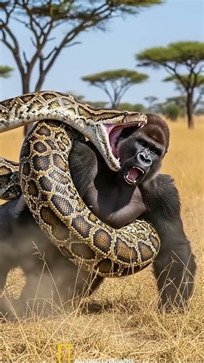 Giant Python Coils Around Gorilla 🦍 #animals #python #gorillatag #herioc