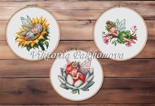 Fairy Cross Stitch Patterns Bundle, Sleeping Fairy PDF Set for Nursery Decor - Etsy