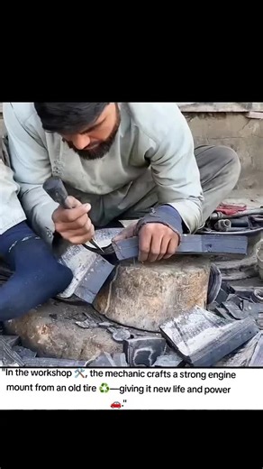 How a Mechanic Transforms an Old Tire into a Strong Engine Mount