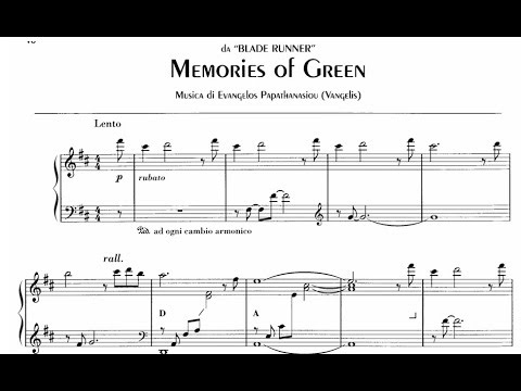 Vangelis - Blade Runner - Memories of Green - Piano + Sheet Music
