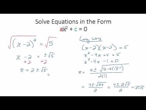 Solve a Quadratic Equation in the Form ax^2 + c = 0