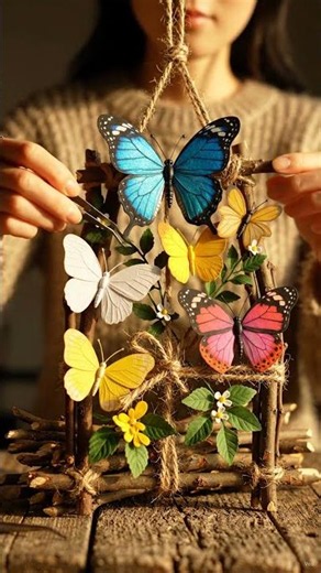 ‎🦋 Butterfly Twig Wall Hanging ASMR | DIY Nature Craft ✨🌿