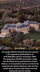 Ex-Google CEO just dropped $110M on L.A.’s iconic Spelling Manor - bigger than the White House! #madmansions #luxuryhomes #dreamhouse | Mansions of USA