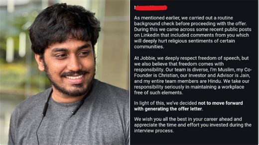 Mumbai founder cancels job offer over candidate’s religious comments, sparks debate