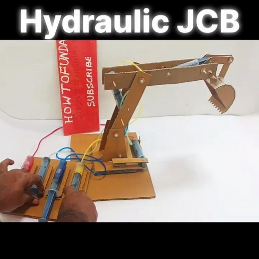 hydraulic jcb working model for science project exhibition - shorts - diy - howtofunda - innovative