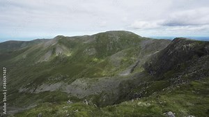 Elevated Welsh mountain view of the green countryside