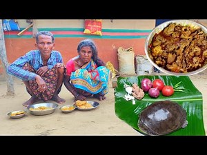 first time cooking TORTOISE curry || old grandma & grandpa how to cook TORTOISE curry and eating