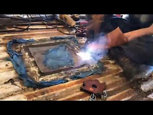 Welding a patch panel in a truck