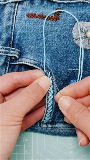 Elegant Flower Embroidery on Pocket | Easy Tutorial! #shorts