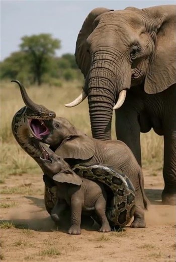 🐍 Giant Snake Tries to Swallow a Young Elephant Whole! 🐘🔥