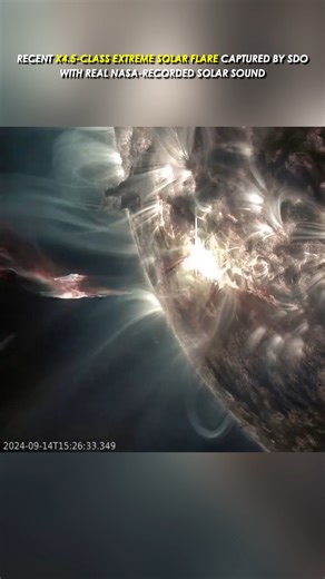 Recent X4.5-class extreme solar flare captured by SDO With Real NASA-Recorded Solar Sound #solarflare #sun #solar #space #astronomy | Space science